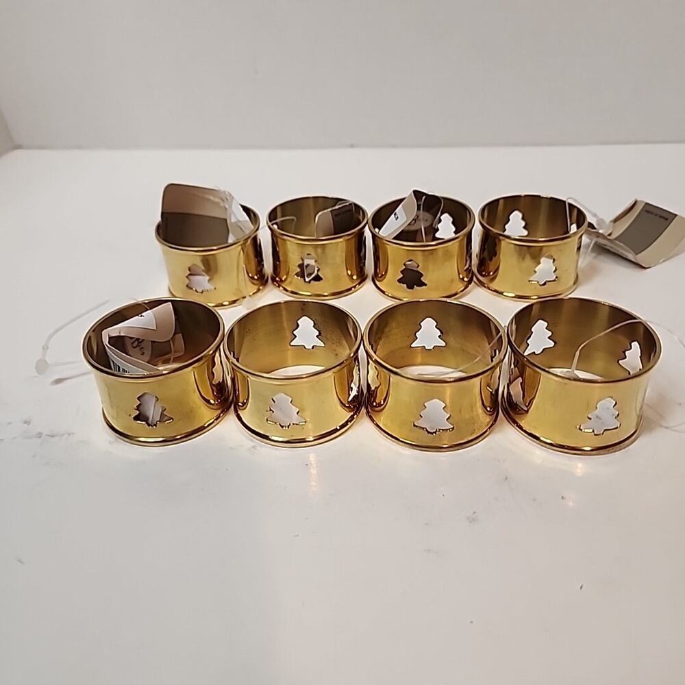 Brass Cutout Christmas Tree Napkin Rings Holders Qty 8 Sarah B Stuido India New